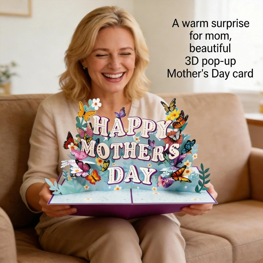 🌸Flash Sale-50% Off🔥Surprise Mom with a 3D Butterfly Floral Garden Pop-Up Card