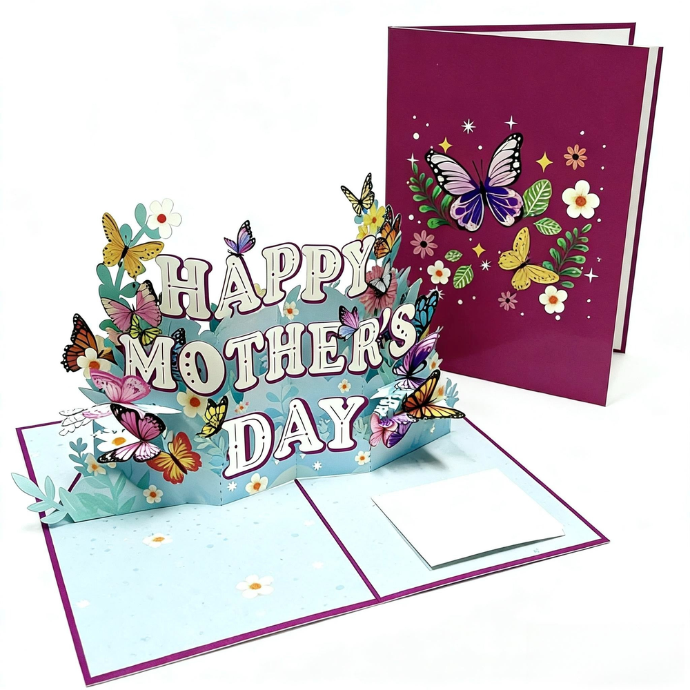 🌸Flash Sale-50% Off🔥Surprise Mom with a 3D Butterfly Floral Garden Pop-Up Card