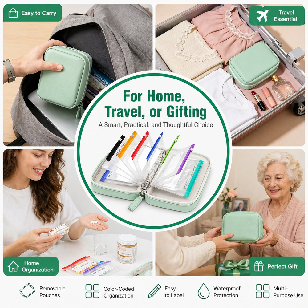 🏆Flash Sale 49% OFF💊Waterproof Pill Organizer Pouch Set – 14 Removable, Color-Coded Bags, Easy to Label & Refill💖